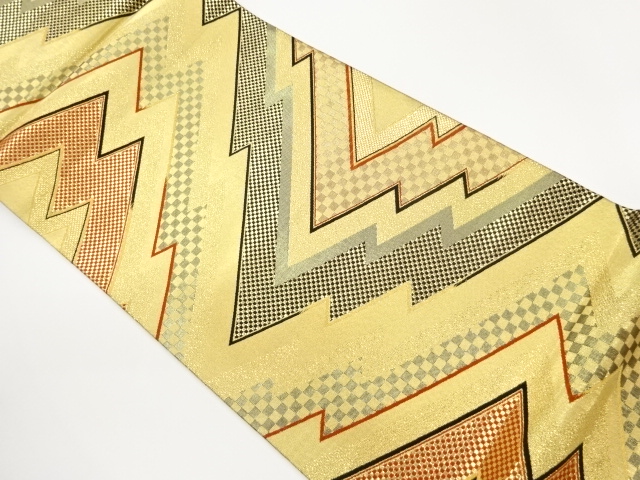 JAPANESE FUKURO OBI / PEARL FOIL / WOVEN GEOMETRIC